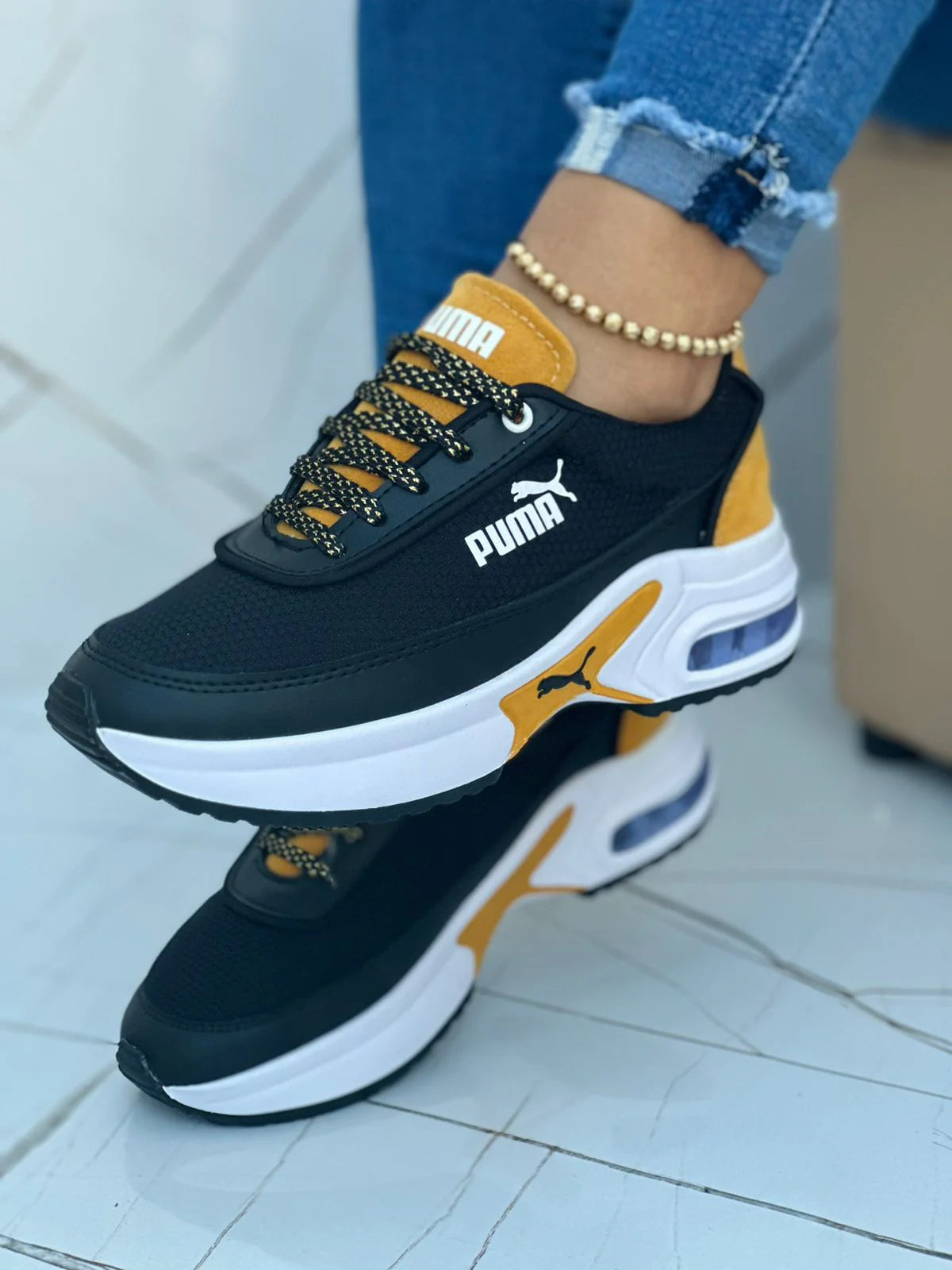 Puma Negro Mostaza Plataforma